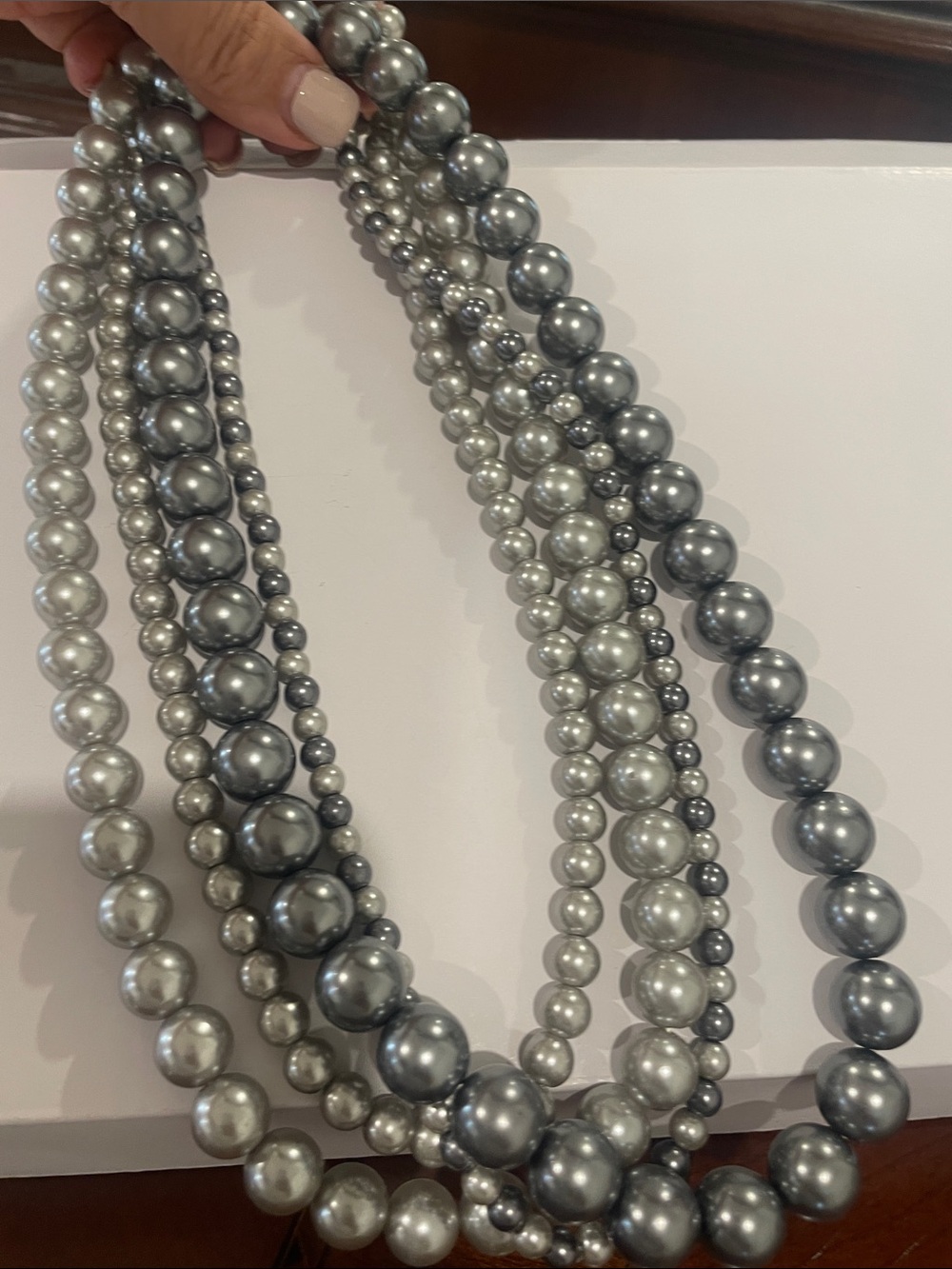 Classic Silver Pearl Multi-Strand Necklace